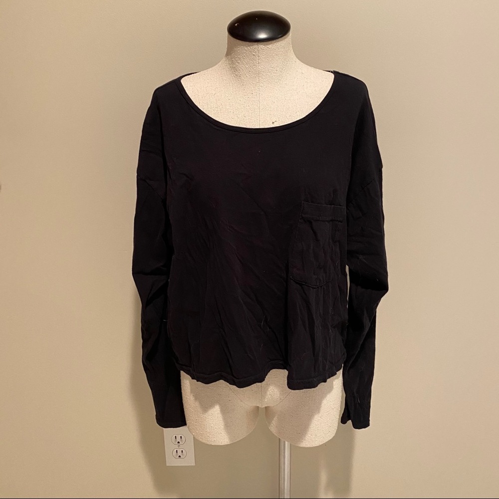 American Apparel Long Sleeve Boxy Pocket T Shirt